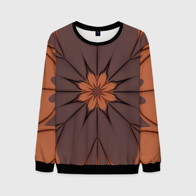 Мужской свитшот 3D с принтом Абстрактный цветок. Оранжевый. в Екатеринбурге, 100% полиэстер с мягким внутренним слоем | круглый вырез горловины, мягкая резинка на манжетах и поясе, свободная посадка по фигуре | abstraction | brown | flower | fractal | orange | pattern | абстракция | коричневый | оранжевый | узор | фрактал | цветок
