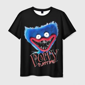 Мужская футболка 3D с принтом Poppy Playtime игра в Курске, 100% полиэфир | прямой крой, круглый вырез горловины, длина до линии бедер | poppy playtime | зубы | игра | монстр | надпись