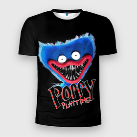 Мужская футболка 3D Slim с принтом Poppy Playtime игра , 100% полиэстер с улучшенными характеристиками | приталенный силуэт, круглая горловина, широкие плечи, сужается к линии бедра | poppy playtime | зубы | игра | монстр | надпись