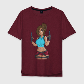 Мужская футболка хлопок Oversize с принтом Lara Croft Tomb Raider в Санкт-Петербурге, 100% хлопок | свободный крой, круглый ворот, “спинка” длиннее передней части | art | cute girl | game | game art | girl | lara croft | tomb raider | арт | девушка | лара крофт | расхитительница гробниц