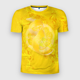 Мужская футболка 3D Slim с принтом свежий день в Новосибирске, 100% полиэстер с улучшенными характеристиками | приталенный силуэт, круглая горловина, широкие плечи, сужается к линии бедра | бармен | коктейль | лимон | лимонад | отель | цедра | цитрус