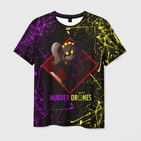 Мужская футболка 3D с принтом MURDER DRONES | ДРОНЫ УБИЙЦЫ в Белгороде, 100% полиэфир | прямой крой, круглый вырез горловины, длина до линии бедер | murder drones | murder drones pilot | murder drones v | мультфильм