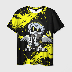 Мужская футболка 3D с принтом MURDER DRONES V в Белгороде, 100% полиэфир | прямой крой, круглый вырез горловины, длина до линии бедер | murder drones | murder drones pilot | murder drones v | pilot | мультфильм