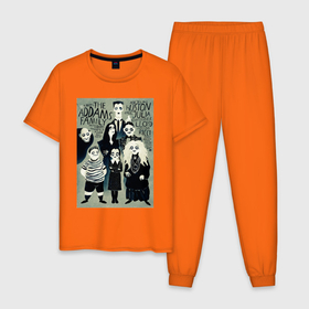 Мужская пижама хлопок с принтом The Addams Family I , 100% хлопок | брюки и футболка прямого кроя, без карманов, на брюках мягкая резинка на поясе и по низу штанин
 | Тематика изображения на принте: animation | family | heloween | home | kids