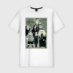 Мужская футболка хлопок Slim с принтом The Addams Family I в Белгороде, 92% хлопок, 8% лайкра | приталенный силуэт, круглый вырез ворота, длина до линии бедра, короткий рукав | animation | family | heloween | home | kids