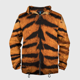Мужская ветровка 3D с принтом ТИГРИНАЯ ШКУРА в Новосибирске, 100% полиэстер | подол и капюшон оформлены резинкой с фиксаторами, два кармана без застежек по бокам, один потайной карман на груди | 2022 | christmas | merry | new | tiger | year | год | животные | новый | рождество | текструа | тигр | тигра | тигриная | тигровая | шерсть