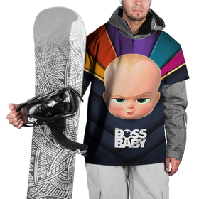 Накидка на куртку 3D с принтом Голова Босса в Санкт-Петербурге, 100% полиэстер |  | baby | boss | boss baby | босс | босс молокосос | маленький босс | малыш | мальчик | молокосос | ребенок