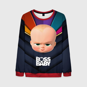 Мужской свитшот 3D с принтом Голова Босса в Новосибирске, 100% полиэстер с мягким внутренним слоем | круглый вырез горловины, мягкая резинка на манжетах и поясе, свободная посадка по фигуре | baby | boss | boss baby | босс | босс молокосос | маленький босс | малыш | мальчик | молокосос | ребенок