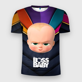 Мужская футболка 3D Slim с принтом Голова Босса в Новосибирске, 100% полиэстер с улучшенными характеристиками | приталенный силуэт, круглая горловина, широкие плечи, сужается к линии бедра | baby | boss | boss baby | босс | босс молокосос | маленький босс | малыш | мальчик | молокосос | ребенок