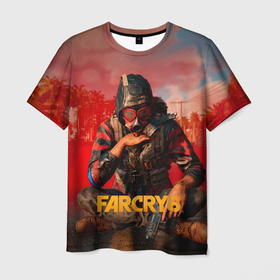 Мужская футболка 3D с принтом Far Cry 6   Повстанец в Екатеринбурге, 100% полиэфир | прямой крой, круглый вырез горловины, длина до линии бедер | 6 | art | cry | far | game | shooter | ubisoft | арт | край | пистолет | повстанец | противогаз | фар | фаркрай | шутер | яра