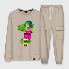 Мужской костюм хлопок с принтом LOLA brawlstars (разрушитель) в городе Новоалтайск, 100% хлопок | на свитшоте круглая горловина, мягкая резинка по низу. Брюки заужены к низу, на них два вида карманов: два “обычных” по бокам и два объемных, с клапанами, расположенные ниже линии бедра. Брюки с мягкой трикотажной резинкой на поясе и по низу штанин. В поясе для дополнительного комфорта — широкие завязки | brawl | brawl stars | brawlstars | lola | бравл | бравлстарс | лола | лоли | разрушитель