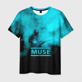 Мужская футболка 3D с принтом Мэттью Беллами бирюзовый туман | Muse в Екатеринбурге, 100% полиэфир | прямой крой, круглый вырез горловины, длина до линии бедер | matthew bellamy | muse | rock band | альтернативный | мосе | моус | моусе | муз | муза | музе | музыка | мусе | мьюз | мэттью беллами | прогрессивный | рок группа | симфонический | спейс | спейсрок