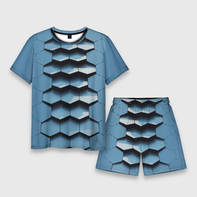 Мужской костюм с шортами 3D с принтом Соты узор авангард ,  |  | cell | fashion | pattern | vanguard | авангард | мода | соты | узор