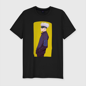 Мужская футболка хлопок Slim с принтом Весельчак Сатору Годжо   аниме 