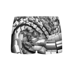 Мужские трусы 3D с принтом Геометрическая объёмная абстракция в Екатеринбурге, 50% хлопок, 50% полиэстер | классическая посадка, на поясе мягкая тканевая резинка | Тематика изображения на принте: 3d | abstraction | fashion | geometry | vanguard | volume | абстракция | авангард | геометрия | мода | объём