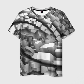 Мужская футболка 3D с принтом Геометрическая объёмная абстракция в Тюмени, 100% полиэфир | прямой крой, круглый вырез горловины, длина до линии бедер | 3d | abstraction | fashion | geometry | vanguard | volume | абстракция | авангард | геометрия | мода | объём