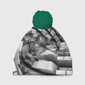 Шапка 3D c помпоном с принтом Геометрическая объёмная абстракция в Екатеринбурге, 100% полиэстер | универсальный размер, печать по всей поверхности изделия | 3d | abstraction | fashion | geometry | vanguard | volume | абстракция | авангард | геометрия | мода | объём