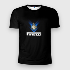 Мужская футболка 3D Slim с принтом Forza Neradzzurri в Курске, 100% полиэстер с улучшенными характеристиками | приталенный силуэт, круглая горловина, широкие плечи, сужается к линии бедра | Тематика изображения на принте: inter | neradzzurri | интер | италия | лига чемпионов | нерадзурри | неродзурри | серия а | футбол | черно синие