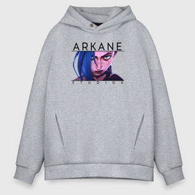 Мужское худи Oversize хлопок с принтом Arkane в городе Новоалтайск, френч-терри — 70% хлопок, 30% полиэстер. Мягкий теплый начес внутри —100% хлопок | боковые карманы, эластичные манжеты и нижняя кромка, капюшон на магнитной кнопке | взгляд | глаз | девушка | надпись | полосы | челка