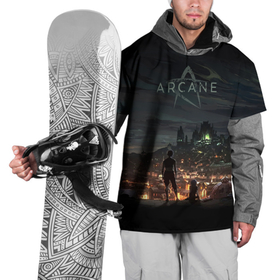 Накидка на куртку 3D с принтом Акрейн А в Тюмени, 100% полиэстер |  | Тематика изображения на принте: город | надпись | небо | персонажи | свет