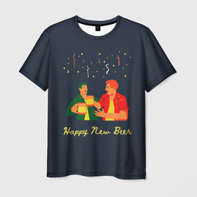 Мужская футболка 3D с принтом happy new beer 2022 в Тюмени, 100% полиэфир | прямой крой, круглый вырез горловины, длина до линии бедер | 2 | 2022 | 22 | beer | friends | fun | happy | holiday | human | new | people | rain | serpentine | year | веселье | год | дождик | дождь | друзья | люди | новый | праздник | серпантин | человек