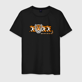 Мужская футболка хлопок с принтом Надпись 2022 Тигр в Курске, 100% хлопок | прямой крой, круглый вырез горловины, длина до линии бедер, слегка спущенное плечо. | 2022 | год тигра | новый год | новый год 2022 | символ года | тигр | тигренок | тигрица | тигры