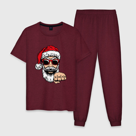 Мужская пижама хлопок с принтом Bad Santa xmas Плохой Санта в Курске, 100% хлопок | брюки и футболка прямого кроя, без карманов, на брюках мягкая резинка на поясе и по низу штанин
 | 2022 | santa | дед мороз | новый год | новый год 2022 | санта