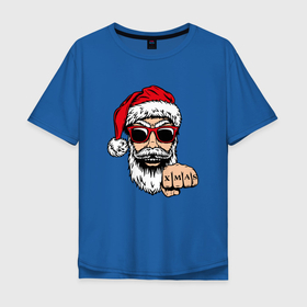 Мужская футболка хлопок Oversize с принтом Bad Santa xmas Плохой Санта в Новосибирске, 100% хлопок | свободный крой, круглый ворот, “спинка” длиннее передней части | 2022 | santa | дед мороз | новый год | новый год 2022 | санта