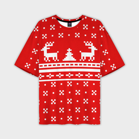 Мужская футболка OVERSIZE 3D с принтом СВИТЕР С НОВОГОДНИМИ ОЛЕНЯМИ в Белгороде,  |  | Тематика изображения на принте: 2020 | 2021 | christmas | merry | леденец | нг | новогодний | новый год | олени | рождество | свитер | узоры