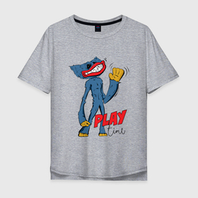 Мужская футболка хлопок Oversize с принтом Comics Синий Poppy Play Time в Тюмени, 100% хлопок | свободный крой, круглый ворот, “спинка” длиннее передней части | comics | huggy | playtime | pop art | wuggy | комикс | хоррор