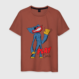 Мужская футболка хлопок с принтом Comics Синий Poppy Play Time , 100% хлопок | прямой крой, круглый вырез горловины, длина до линии бедер, слегка спущенное плечо. | comics | huggy | playtime | pop art | wuggy | комикс | хоррор