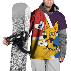 Накидка на куртку 3D с принтом Comics Пес Dog Love Yes в Курске, 100% полиэстер |  | Тематика изображения на принте: comics | dog | pop art | собака | чихуахуа | яркий