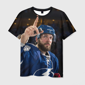 Мужская футболка 3D с принтом Никита Кучеров, NHL в Тюмени, 100% полиэфир | прямой крой, круглый вырез горловины, длина до линии бедер | nhl | кучеров | никита кучеров | нхл | тампа | тампа бэй | тампабэй | хоккей