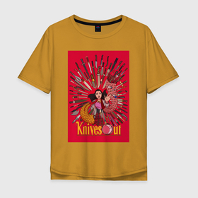 Мужская футболка хлопок Oversize с принтом Knives Out X в Белгороде, 100% хлопок | свободный крой, круглый ворот, “спинка” длиннее передней части | detective | film | hollywood | детектив | достать ножи