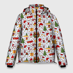 Мужская зимняя куртка 3D с принтом New Years Mood в Тюмени, верх — 100% полиэстер; подкладка — 100% полиэстер; утеплитель — 100% полиэстер | длина ниже бедра, свободный силуэт Оверсайз. Есть воротник-стойка, отстегивающийся капюшон и ветрозащитная планка. 

Боковые карманы с листочкой на кнопках и внутренний карман на молнии. | background | candles | christmas | cookies | fireplace | gifts | holiday | new year | santa claus | snowman | stars | texture | toys | tree | дед мороз | елка | звезды | игрушки | камин | новый год | печенье | подарки | праздник | рождество | санта клаус 