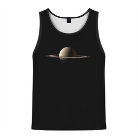 Мужская майка 3D с принтом Красавец Сатурн в Белгороде, 100% полиэстер | круглая горловина, приталенный силуэт, длина до линии бедра. Пройма и горловина окантованы тонкой бейкой | Тематика изображения на принте: астрономия | вселенная | космос | наука | планеты | сатурн | солнечная система