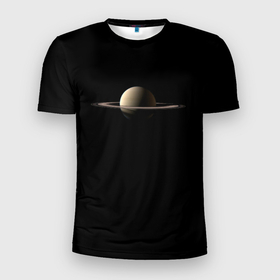 Мужская футболка 3D Slim с принтом Красавец Сатурн в Курске, 100% полиэстер с улучшенными характеристиками | приталенный силуэт, круглая горловина, широкие плечи, сужается к линии бедра | Тематика изображения на принте: астрономия | вселенная | космос | наука | планеты | сатурн | солнечная система