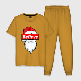 Мужская пижама хлопок с принтом I Believe In Santa | Я Верю В Санту , 100% хлопок | брюки и футболка прямого кроя, без карманов, на брюках мягкая резинка на поясе и по низу штанин
 | 2022 | believe | christmas | cold | klaus | merry | new | santa | winter | year | верить | год | дед | зима | клаус | мороз | новый | рождество | санта | холод