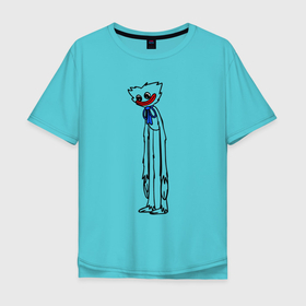 Мужская футболка хлопок Oversize с принтом Монстр Хагги ВаггиHuggy Wuggy , 100% хлопок | свободный крой, круглый ворот, “спинка” длиннее передней части | huggy | monster | playtime | poppy | wuggy | вагги | ваги | монстр | хагги | хаги