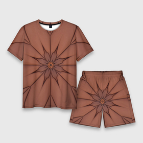 Мужской костюм с шортами 3D с принтом Абстрактный цветок. Оранжевый. 1 29. в Курске,  |  | abstraction | brown | flower | fractal | orange | pattern | абстракция | коричневый | оранжевый | узор | фрактал | цветок
