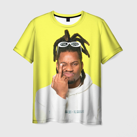 Мужская футболка 3D с принтом Озарной Дензел в Петрозаводске, 100% полиэфир | прямой крой, круглый вырез горловины, длина до линии бедер | Тематика изображения на принте: denzel curry | hip hop | rap | rep | дензел карри | исполнители | исполнитель | музыка | реп