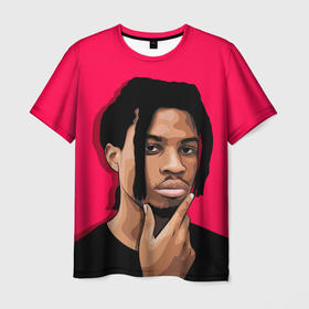 Мужская футболка 3D с принтом Thinking Denzel в Кировске, 100% полиэфир | прямой крой, круглый вырез горловины, длина до линии бедер | denzel curry | hip hop | rap | rep | дензел карри | исполнители | исполнитель | музыка | реп