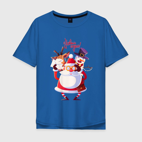 Мужская футболка хлопок Oversize с принтом НОВОГОДНИЕ ГЕРОИ   ЗИМА БЛИЗКО 2022 в Белгороде, 100% хлопок | свободный крой, круглый ворот, “спинка” длиннее передней части | 2022 | beast | merry christmas | new year | red bow | santa hat | snow | tiger | winter | winter is coming | year of the tiger | год тигра | дед мороз | животные | звери | зверь | зима | зима 2022 | зима близко | новогодний свитер | новогодний у