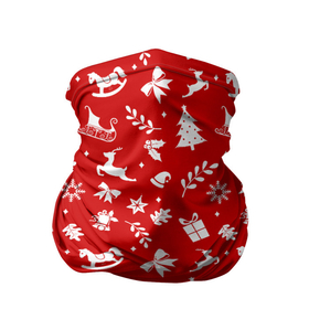 Бандана-труба 3D с принтом НОВОГОДНИЙ УЗОР КРАСНО БЕЛЫЙ в Петрозаводске, 100% полиэстер, ткань с особыми свойствами — Activecool | плотность 150‒180 г/м2; хорошо тянется, но сохраняет форму | Тематика изображения на принте: 2022 | beast | merry christmas | new year | red bow | santa hat | snow | tiger | winter | winter is coming | year of the tiger | год тигра | дед мороз | животные | звери | зверь | зима | зима 2022 | зима близко | новогодний свитер | новогодний у