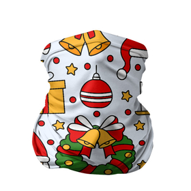 Бандана-труба 3D с принтом НОВОГОДНИЙ УЗОР, НОВОГОДНЕЕ НАСТРОЕНИЕ в Санкт-Петербурге, 100% полиэстер, ткань с особыми свойствами — Activecool | плотность 150‒180 г/м2; хорошо тянется, но сохраняет форму | 2022 | beast | merry christmas | new year | red bow | santa hat | snow | tiger | winter | winter is coming | year of the tiger | год тигра | дед мороз | животные | звери | зверь | зима | зима 2022 | зима близко | новогодний свитер | новогодний у