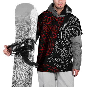 Накидка на куртку 3D с принтом БЕЛО КРАСНЫЙ ДРАКОН   RED WHITE DRAGON в Курске, 100% полиэстер |  | Тематика изображения на принте: china | dragon | japan | neon | texture | драконы | китай | мифология | неон | неоновые драконы | текстура | япония