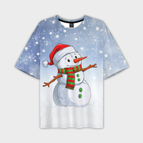 Мужская футболка OVERSIZE 3D с принтом Веселый Снеговик   Happy Snowman ,  |  | christmas | santa | snowman | дед мороз | елка | зима | новый год | рождество | санта | снег | снеговик | снегурочка | снежинка