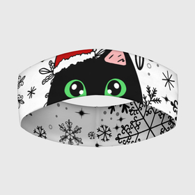 Повязка на голову 3D с принтом Новогодний кот в колпаке Санты ,  |  | Тематика изображения на принте: black cat | cat | christmas | kitten | kitty | merry christmas | new year | new year cat | santa | snow | snowflakes | winter | зима | киска | колпак | кот | котенок | кошак | новогодний кот | новый год | подарок | рождество | санта | снег 