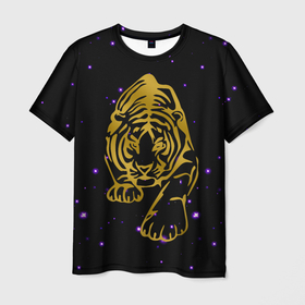 Мужская футболка 3D с принтом Новый год 2022 тигр в Петрозаводске, 100% полиэфир | прямой крой, круглый вырез горловины, длина до линии бедер | 2022 | животное | зима | новый год | тигр