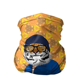 Бандана-труба 3D с принтом Стильный Тигр в очках  фурри в Санкт-Петербурге, 100% полиэстер, ткань с особыми свойствами — Activecool | плотность 150‒180 г/м2; хорошо тянется, но сохраняет форму | Тематика изображения на принте: furry | low poly | tiger | восточный тигр | год тигра | кошка | лоу поли | тигр | тигренок | фурри